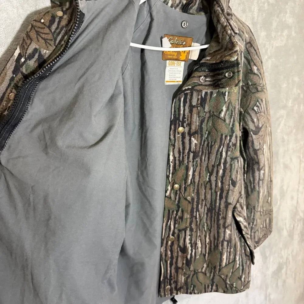 Vintage Cabela's GORE-TEX Realtree Trebark Camo Hunting Field Jacket Sz M READ